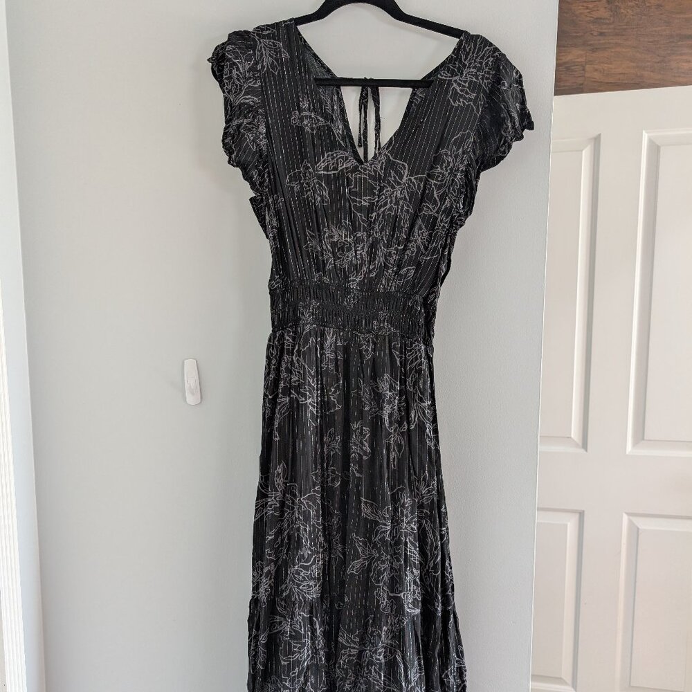 GAP Smocked Print Flutter Sleeve Midi Dress